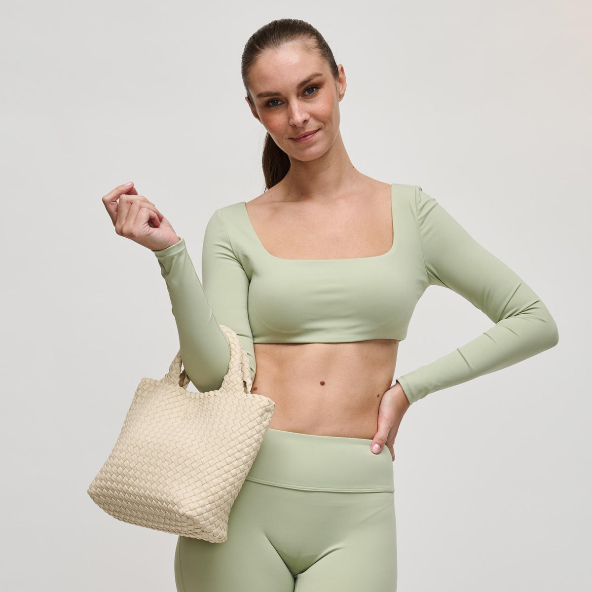 Woman wearing Cream Sol and Selene Sky's The Limit - Small Crossbody 841764109260 View 4 | Cream