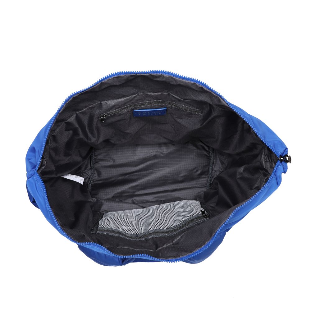 Woman wearing Cobalt Sol and Selene Intuition East West Tote 841764107877 View 9 | Cobalt
