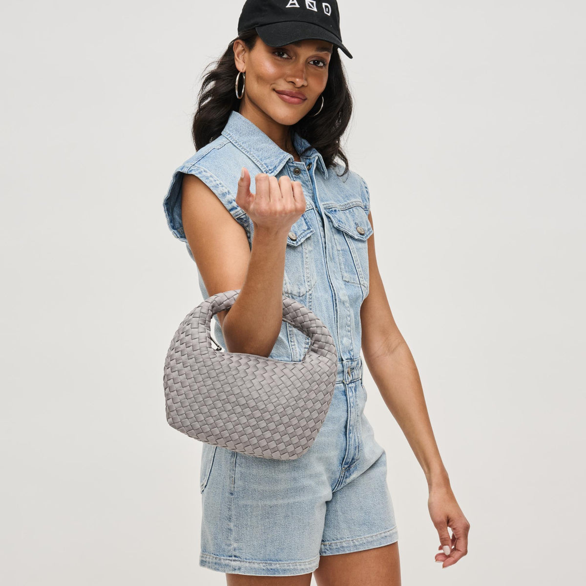 Woman wearing Fog Sol and Selene Dare to Dream - Small Woven Neoprene Clutch 841764111508 View 2 | Fog