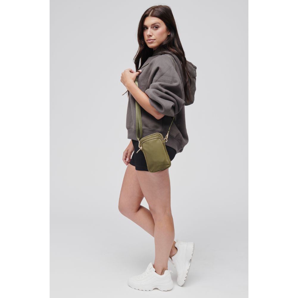 Woman wearing Olive Sol and Selene Divide & Conquer Crossbody 841764106627 View 4 | Olive
