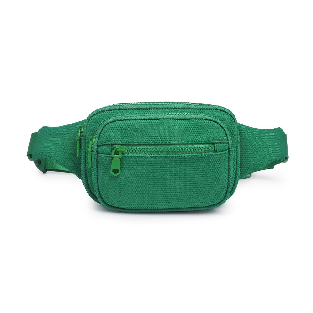 Woman wearing Green Sol and Selene Hip Hugger - Neoprene Mesh Belt Bag 841764109840 View 5 | Green