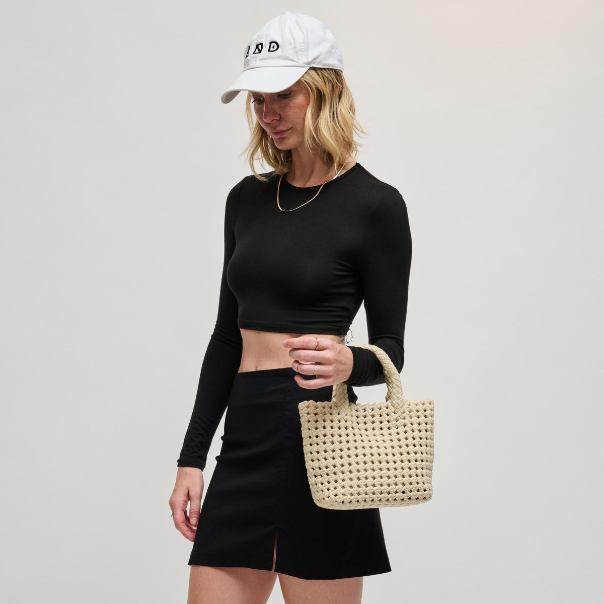 Woman wearing Cream Sol and Selene Ambrosia Small Crossbody 841764112703 View 3 | Cream