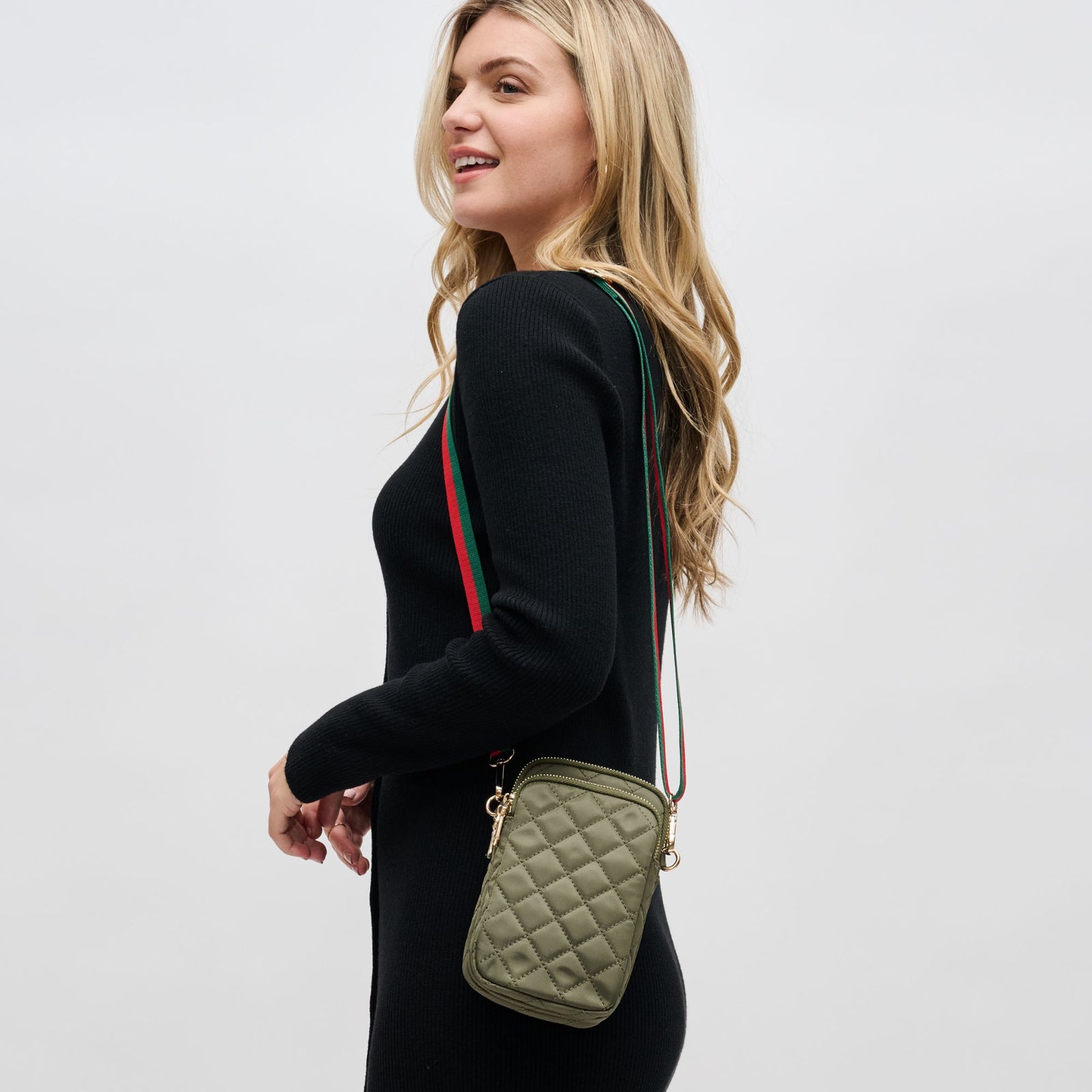 Woman wearing Black Sol and Selene Divide & Conquer - Quilted Crossbody 841764107440 View 1 | Black
