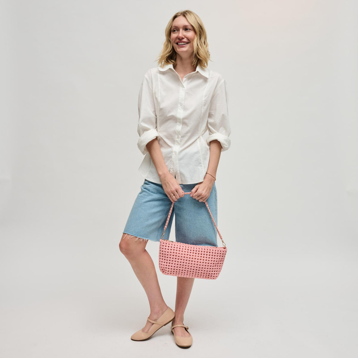 Woman wearing Blush Sol and Selene Eclipse Shoulder Bag 841764112857 View 3 | Blush