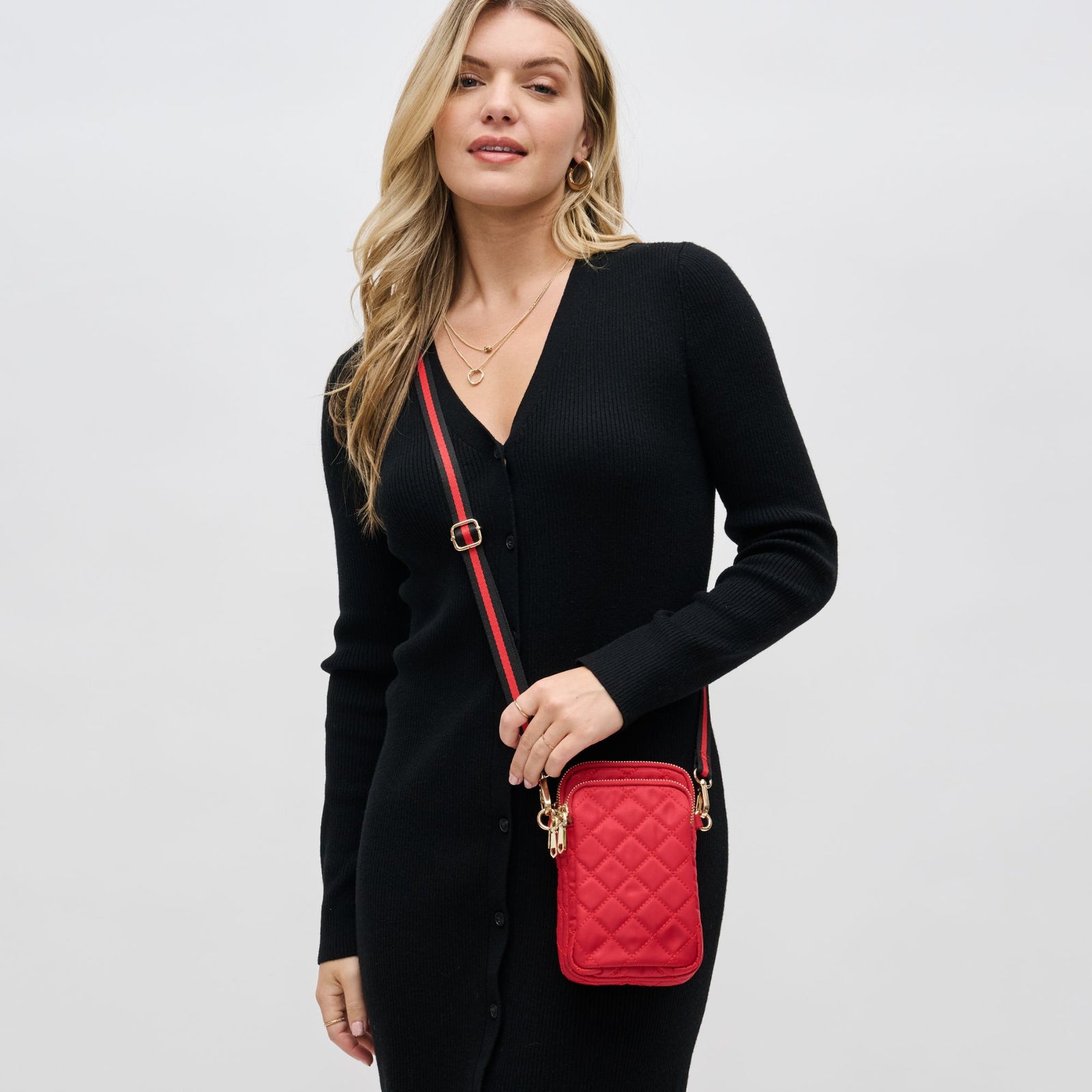 Woman wearing Black Sol and Selene Divide & Conquer - Quilted Crossbody 841764107440 View 1 | Black