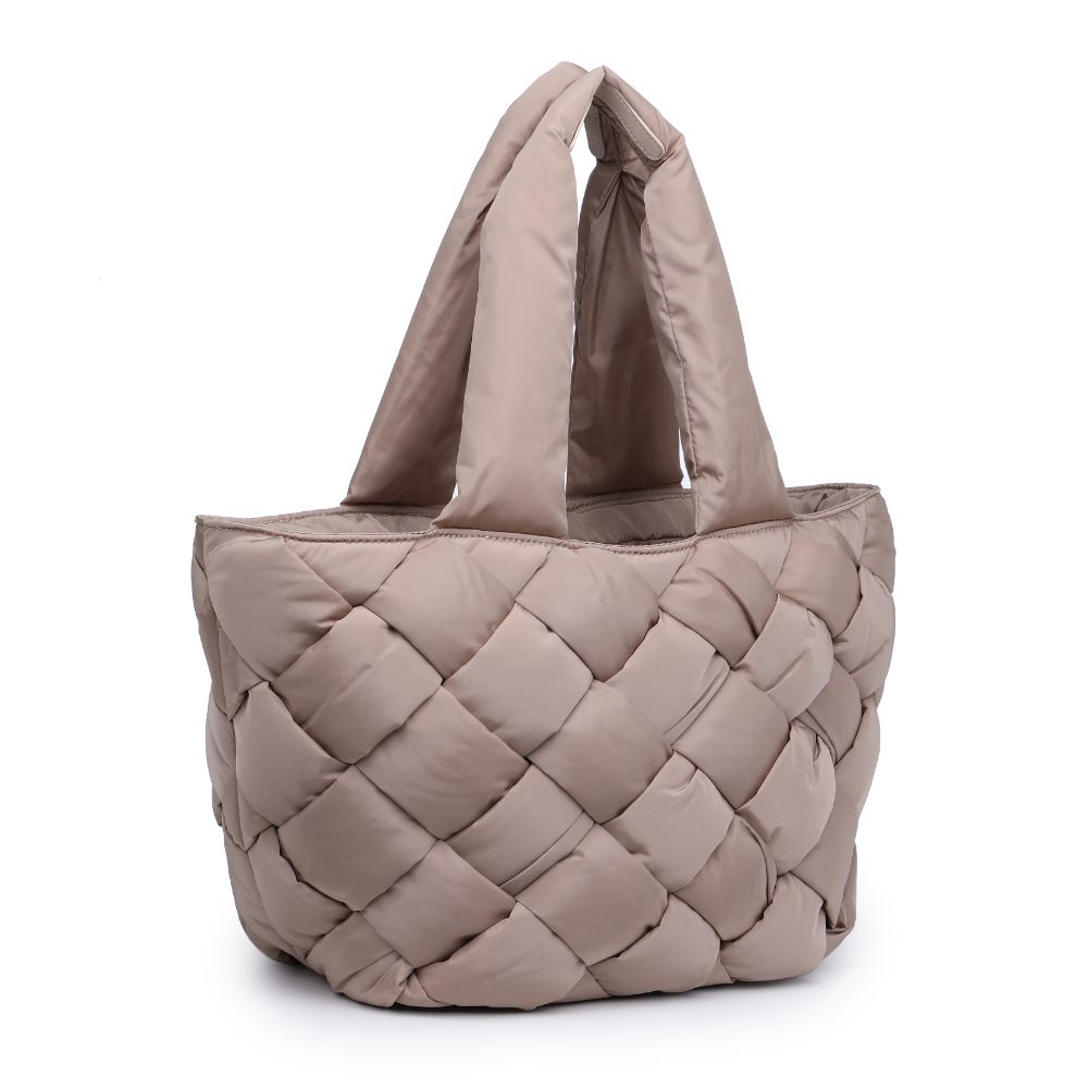Woman wearing Nude Sol and Selene Intuition East West Tote 841764107327 View 6 | Nude