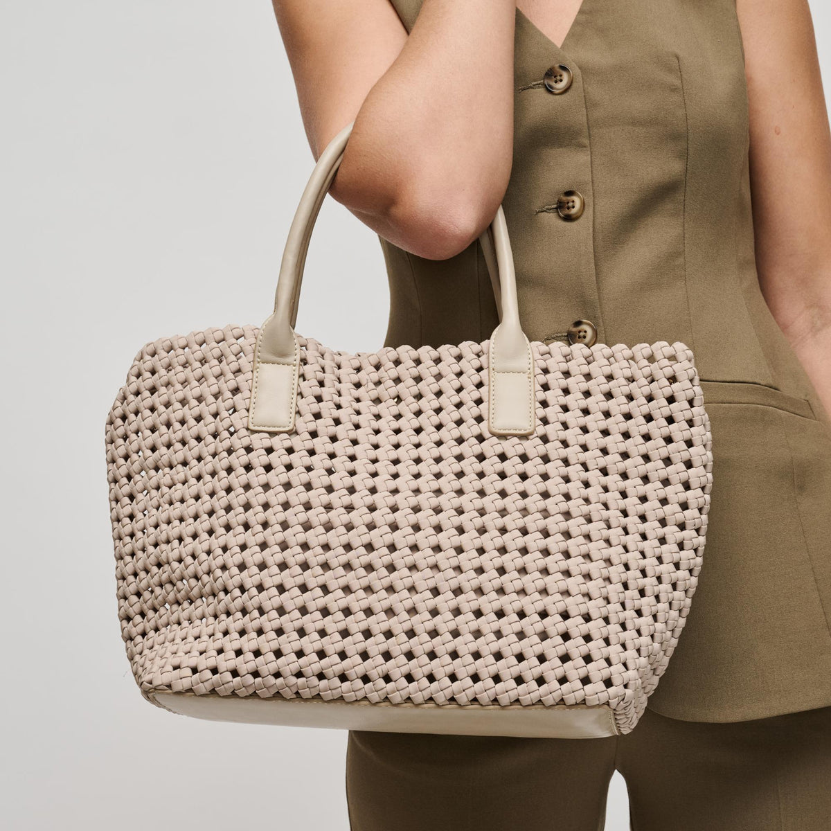 Woman wearing Nude Sol and Selene Solstice - Medium Tote 841764109949 View 1 | Nude
