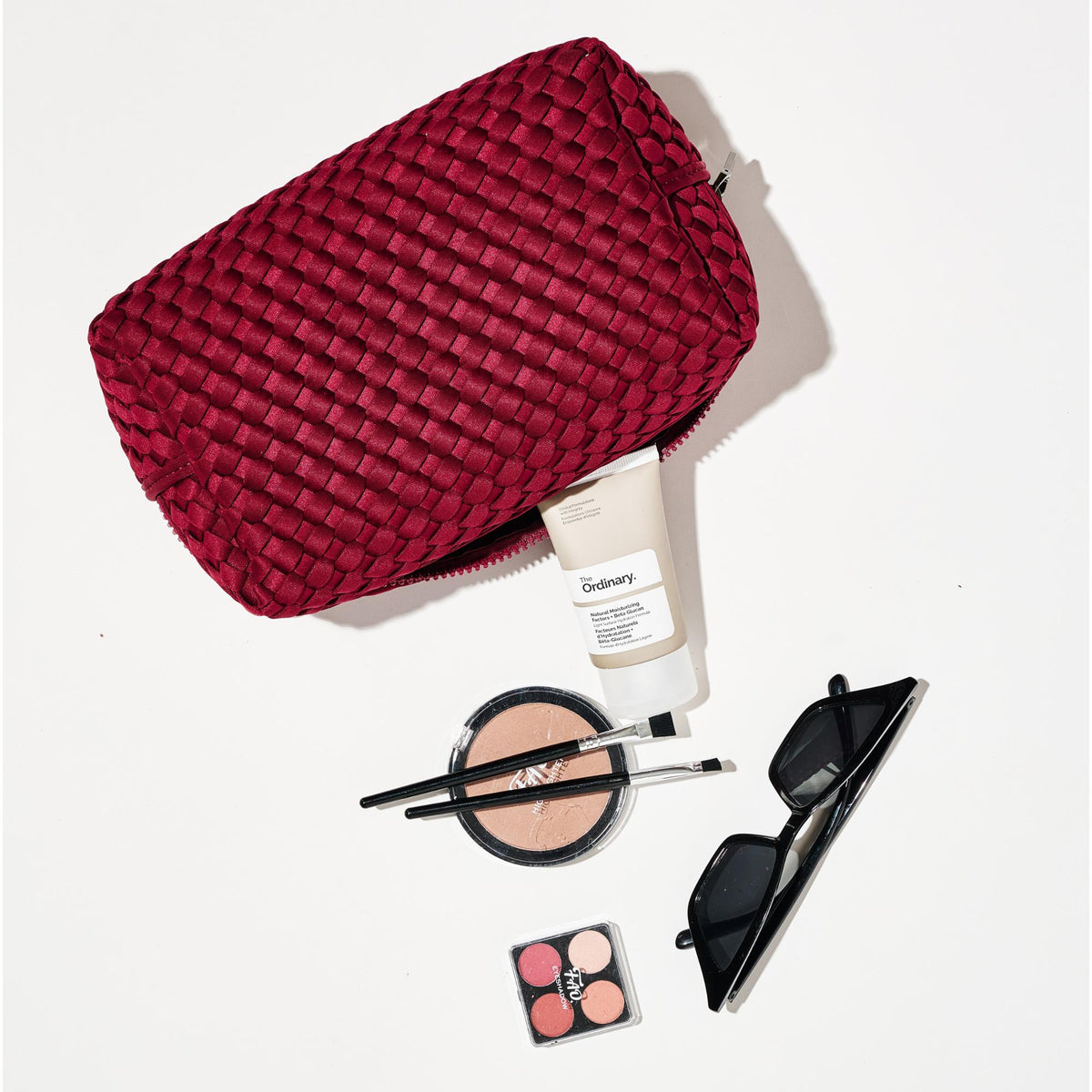 Woman wearing Wine Sol and Selene Altitude - Woven Neoprene Cosmetic & Travel Organizer Pouch 841764112178 View 1 | Wine