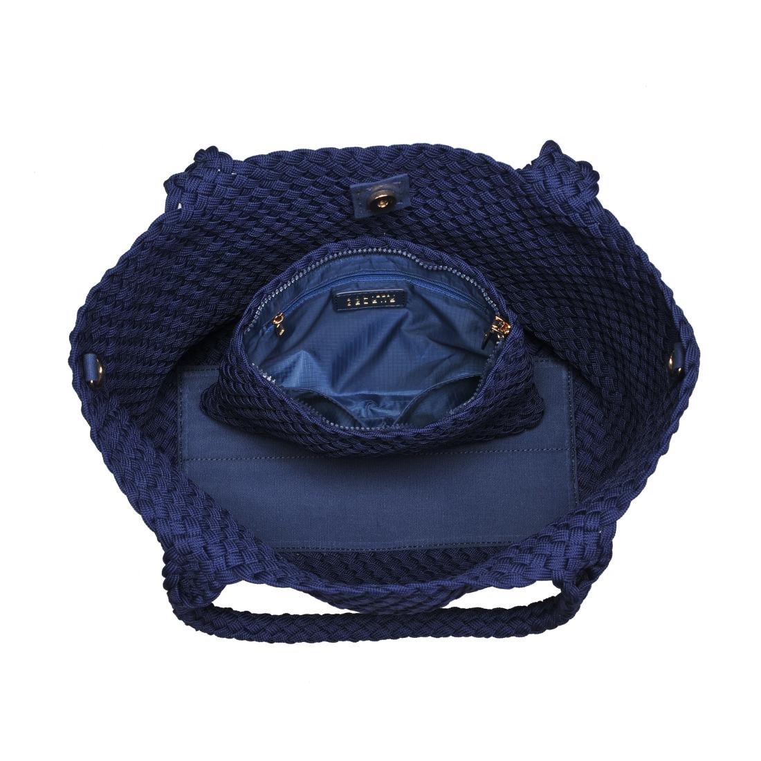 Product Image of Sol and Selene Sky's The Limit - Medium Laced Up Eco-Edition Tote 841764111614 View 8 | Navy