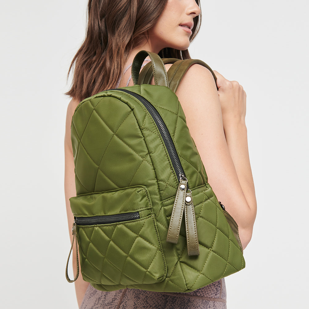 Woman wearing Olive Sol and Selene Motivator - Small Backpack 841764101615 View 2 | Olive