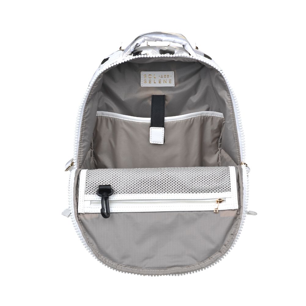 Sol and Selene All Star Backpack 841764105163 View 8 | White Metallic Camo