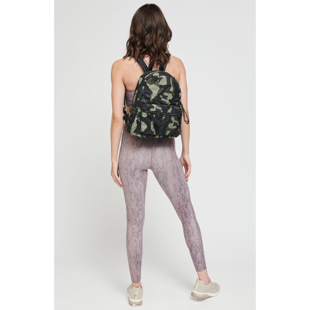 Woman wearing Camo Sol and Selene Motivator - Small Backpack 841764104128 View 3 | Camo