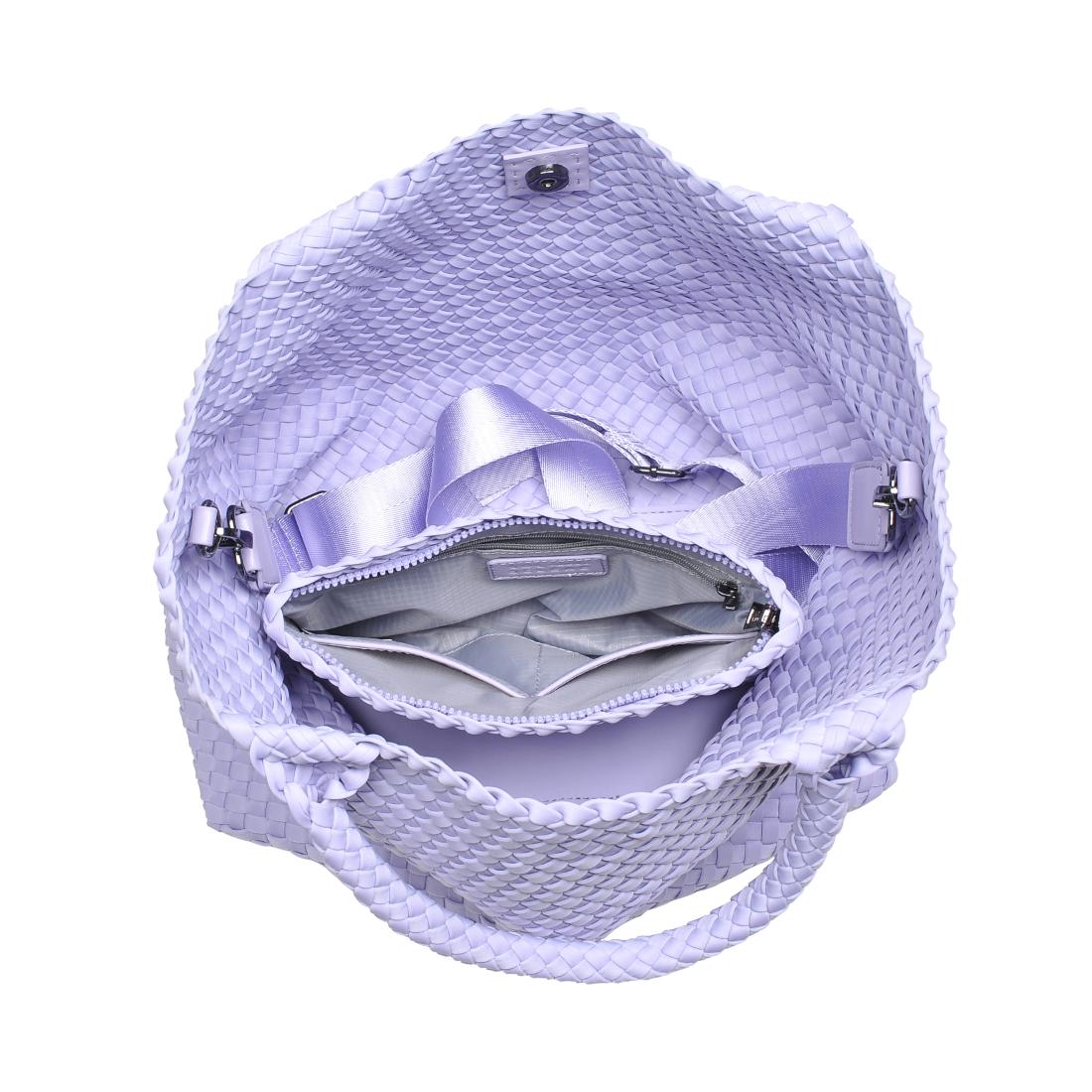 Woman wearing Lilac Sol and Selene Sky's The Limit - Medium Tote 841764111317 View 9 | Lilac