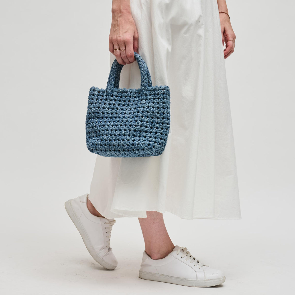 Woman wearing Denim Sol and Selene Ambrosia Small - Denim Crossbody 841764112727 View 3 | Denim