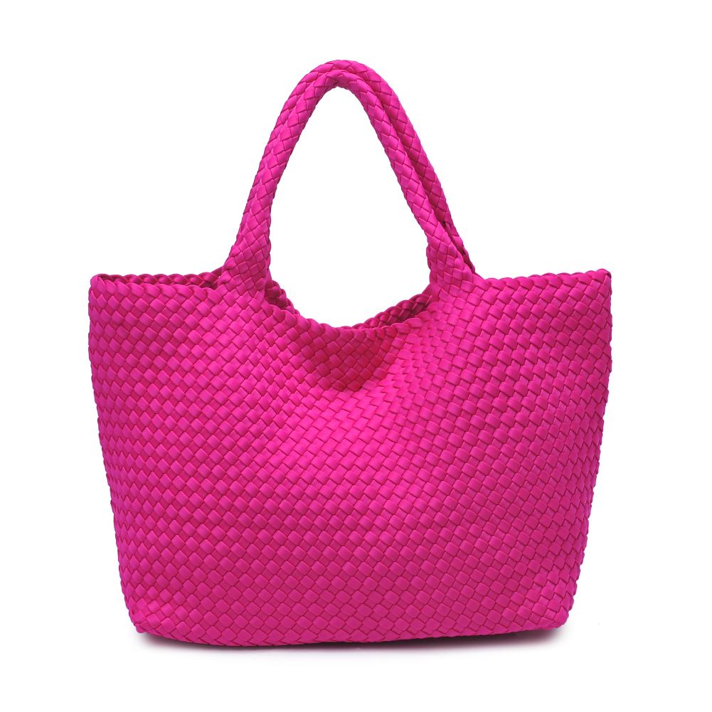 Woman wearing Fuchsia Sol and Selene Sky's The Limit - Large Tote 841764107860 View 7 | Fuchsia