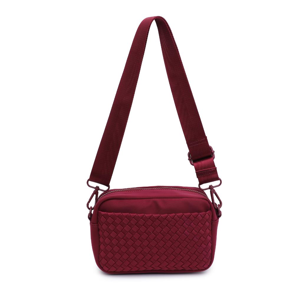 Woman wearing Wine Sol and Selene Inspiration - Woven Neoprene Crossbody 841764110488 View 7 | Wine
