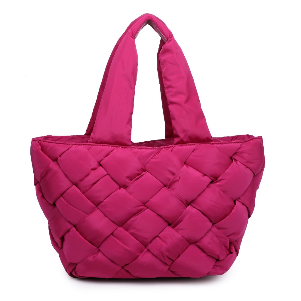 Woman wearing Magenta Sol and Selene Intuition East West Tote 841764107556 View 5 | Magenta