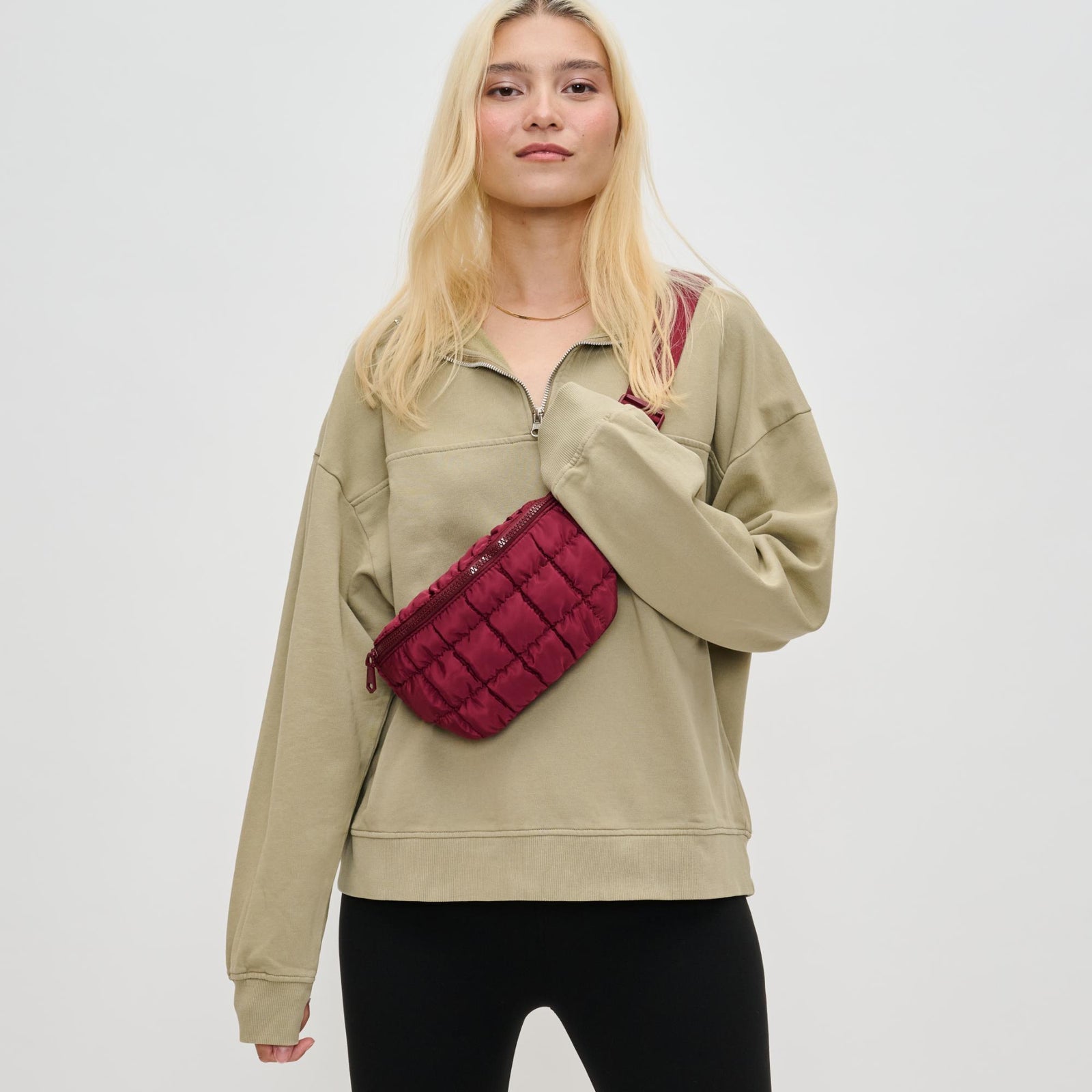 Woman wearing Black Sol and Selene Resurgence Belt Bag 841764109628 View 1 | Black