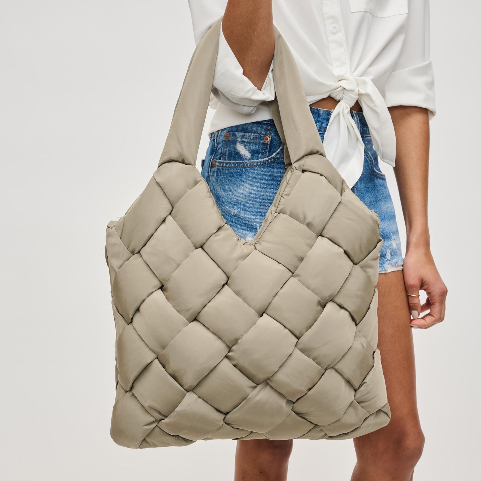 Woman wearing Black Sol and Selene Illumine Tote 841764110785 View 1 | Black