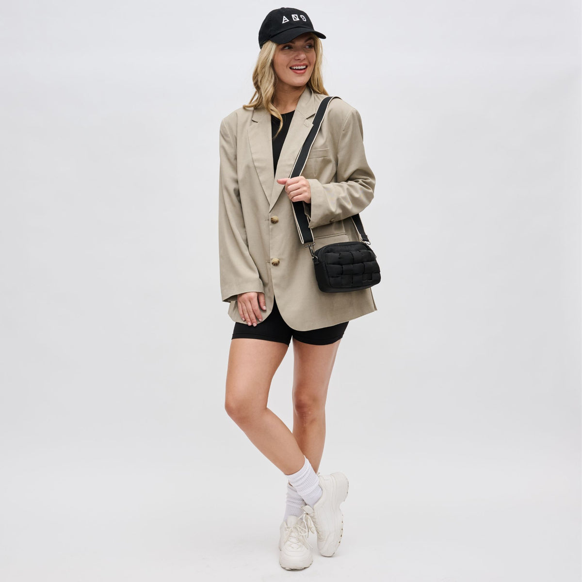 Woman wearing Black Sol and Selene Inspiration - Woven Nylon Crossbody 841764107570 View 3 | Black