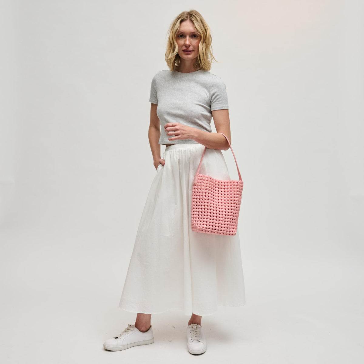 Woman wearing Blush Sol and Selene Gaia Shoulder Bag 841764112796 View 4 | Blush