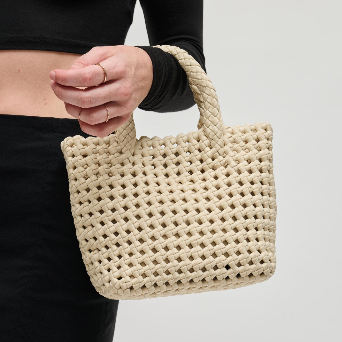 Woman wearing Cream Sol and Selene Ambrosia Small Crossbody 841764112703 View 2 | Cream