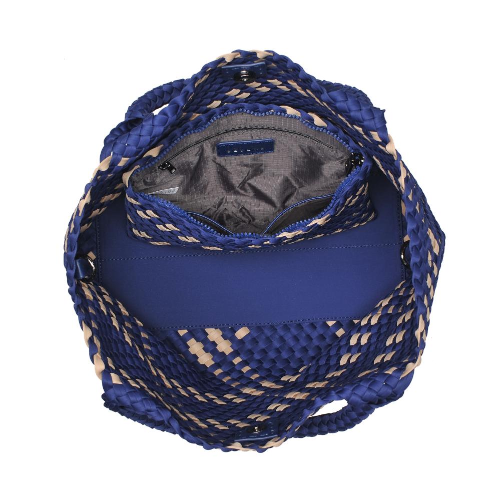 Woman wearing Navy Nude Sol and Selene Sky's The Limit - Medium Tote 841764110358 View 9 | Navy Nude