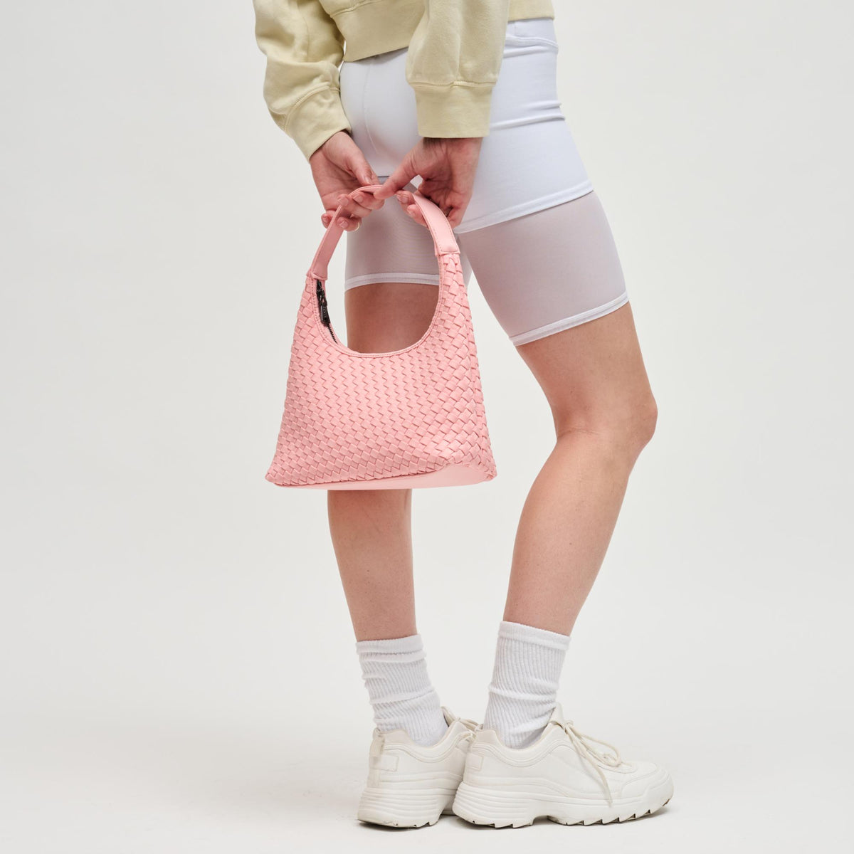 Woman wearing Blush Sol and Selene Harmonia - Woven Neoprene Shoulder Bag 841764112512 View 3 | Blush