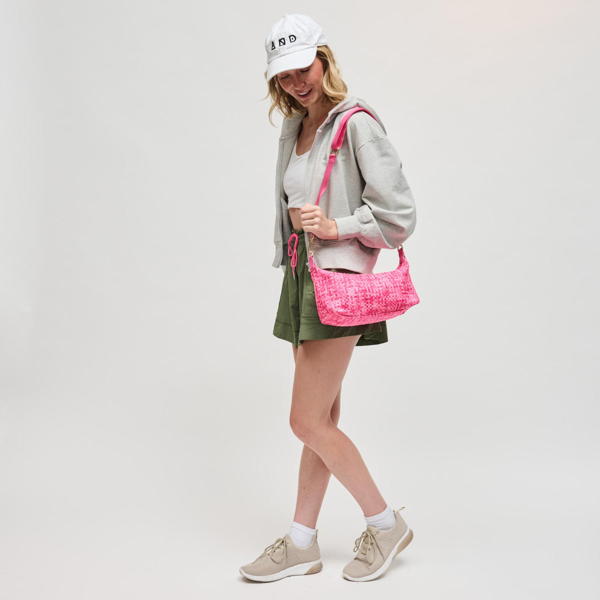 Woman wearing Pink Sol and Selene Amara Shoulder Bag 841764112659 View 4 | Pink