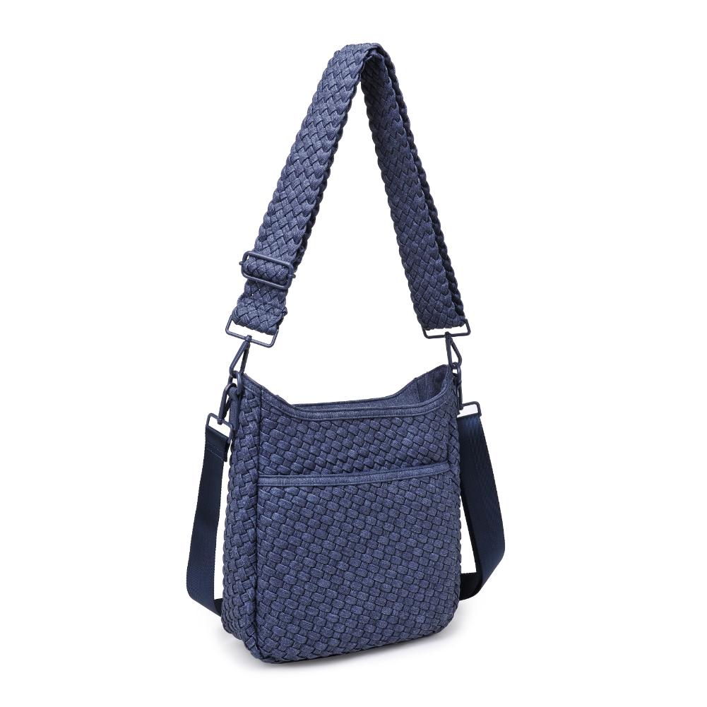 Woman wearing Dark Denim Sol and Selene Kismet - Woven Neoprene Crossbody 841764110198 View 6 | Dark Denim