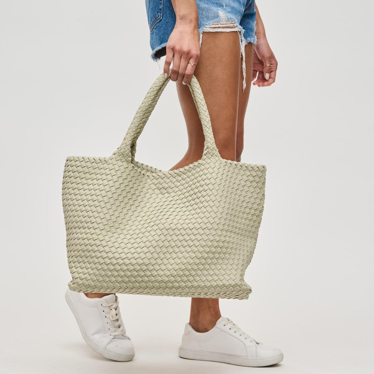 Woman wearing Sage Sol and Selene Sky's The Limit - Large Tote 841764111355 View 4 | Sage