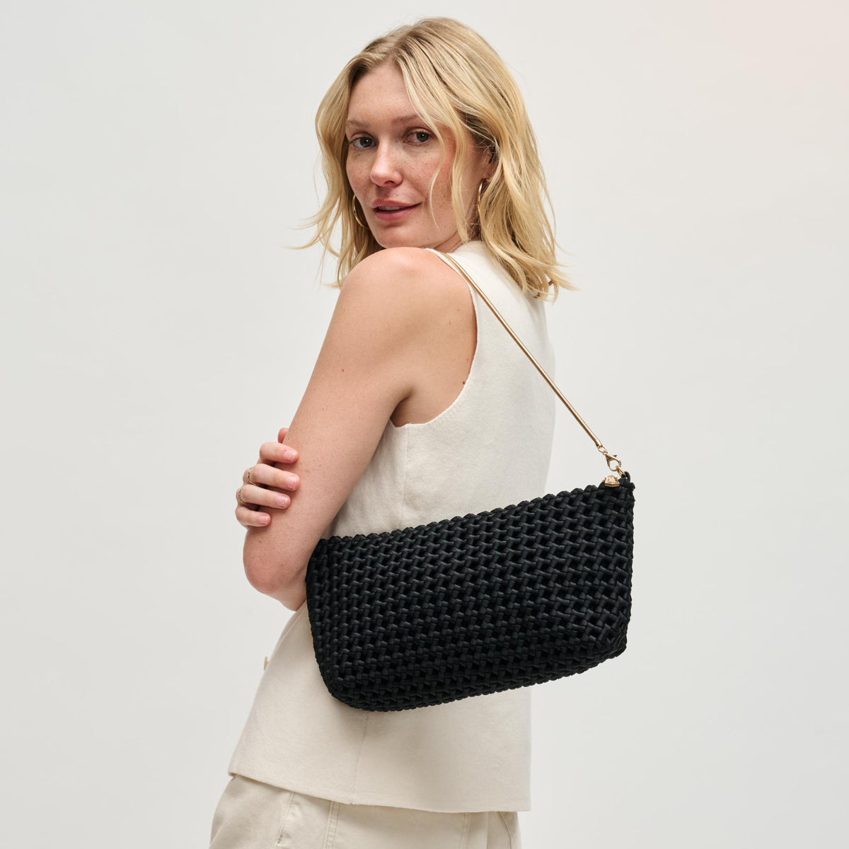 Woman wearing Black Sol and Selene Eclipse Shoulder Bag 841764112840 View 3 | Black
