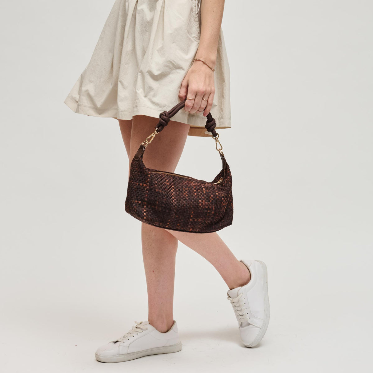 Woman wearing Chocolate Sol and Selene Amara Shoulder Bag 841764112635 View 3 | Chocolate