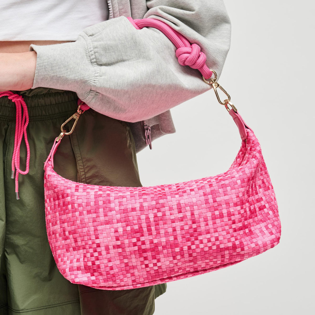 Woman wearing Pink Sol and Selene Amara Shoulder Bag 841764112659 View 2 | Pink
