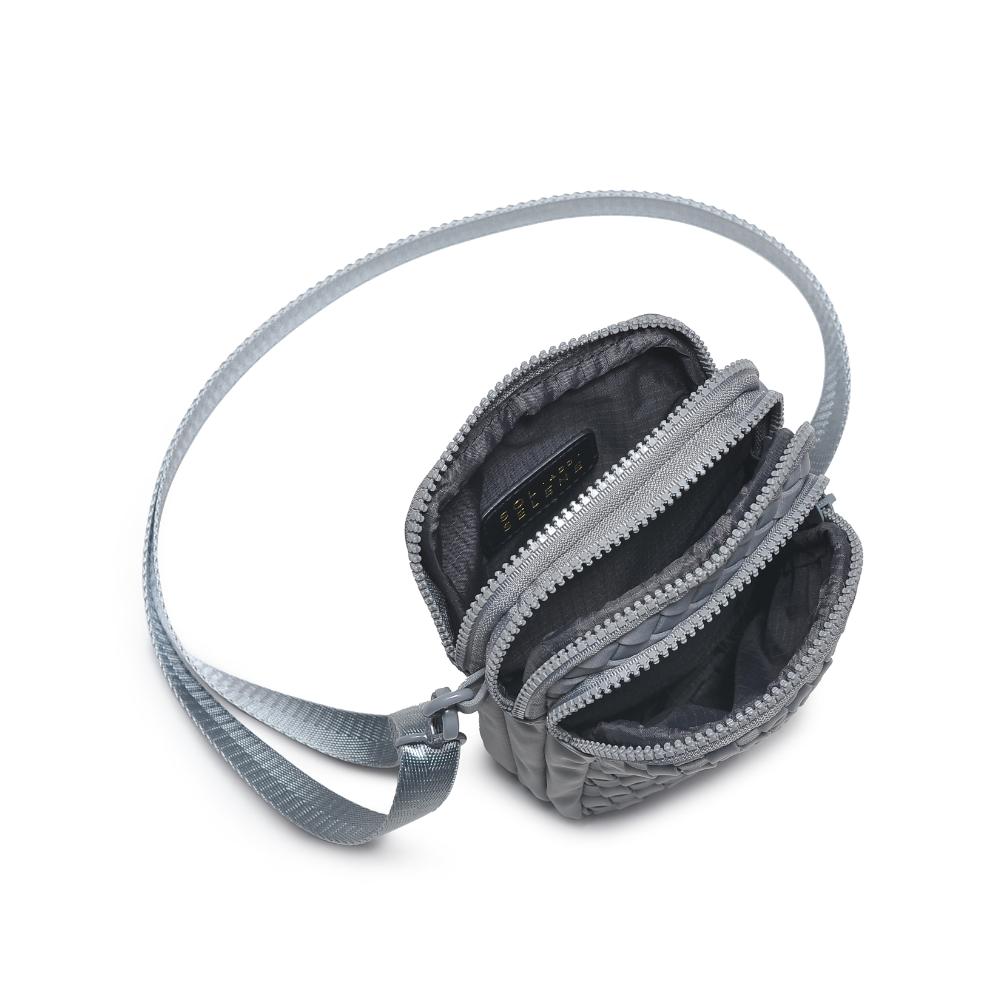 Woman wearing Grey Sol and Selene Divide & Conquer - Woven Neoprene Crossbody 841764108737 View 9 | Grey