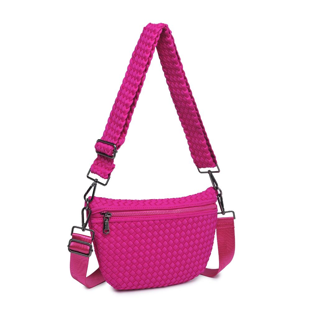 Woman wearing Fuchsia Sol and Selene Ethereal - Woven Neoprene Crossbody 841764110860 View 6 | Fuchsia