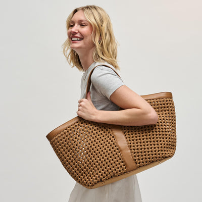 Woman wearing Sand Sol and Selene Calypso Tote 841764112925 View 1 | Sand