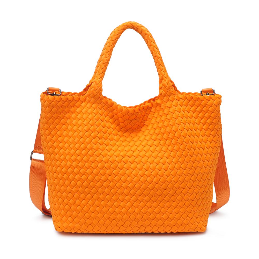 Woman wearing Orange Sol and Selene Sky's The Limit - Medium Tote 841764108829 View 7 | Orange