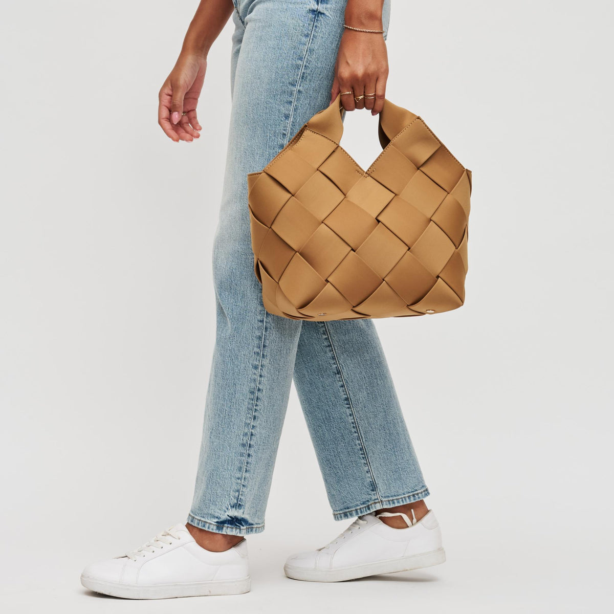 Woman wearing Sand Sol and Selene Resilience - Woven Neoprene Tote 841764112055 View 4 | Sand