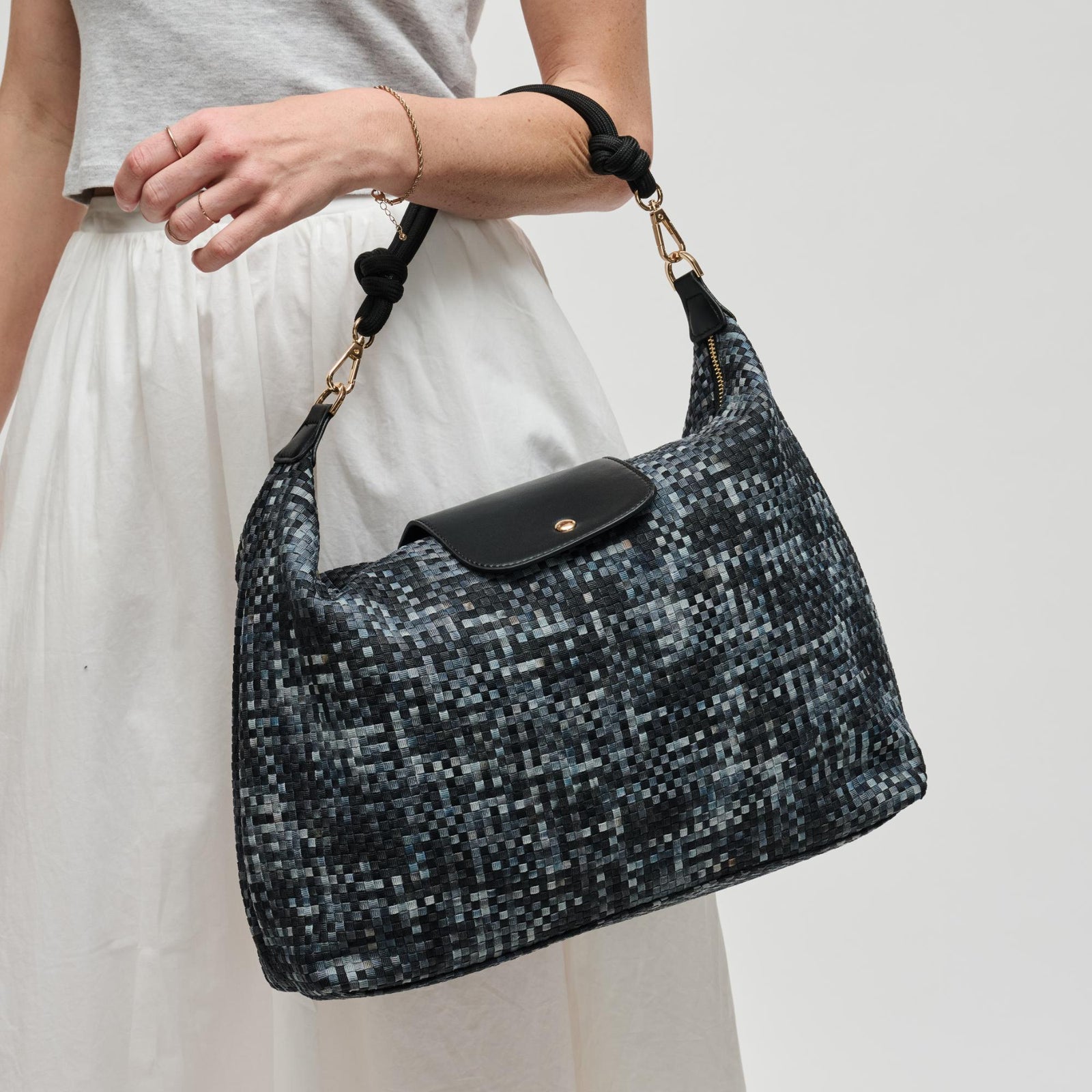 Woman wearing Black Sol and Selene Aurora Shoulder Bag 841764112598 View 1 | Black