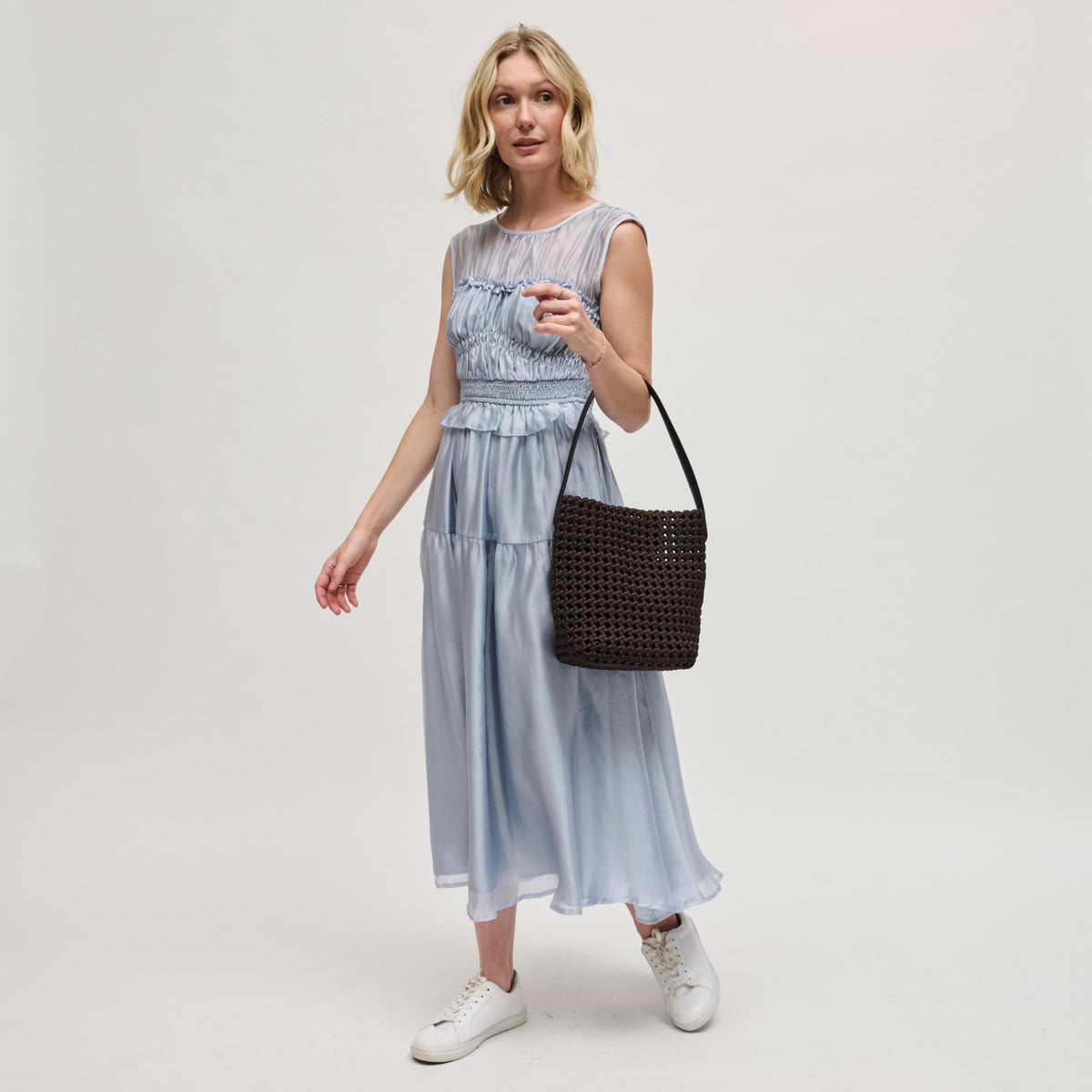 Woman wearing Chocolate Sol and Selene Gaia Shoulder Bag 841764112819 View 4 | Chocolate