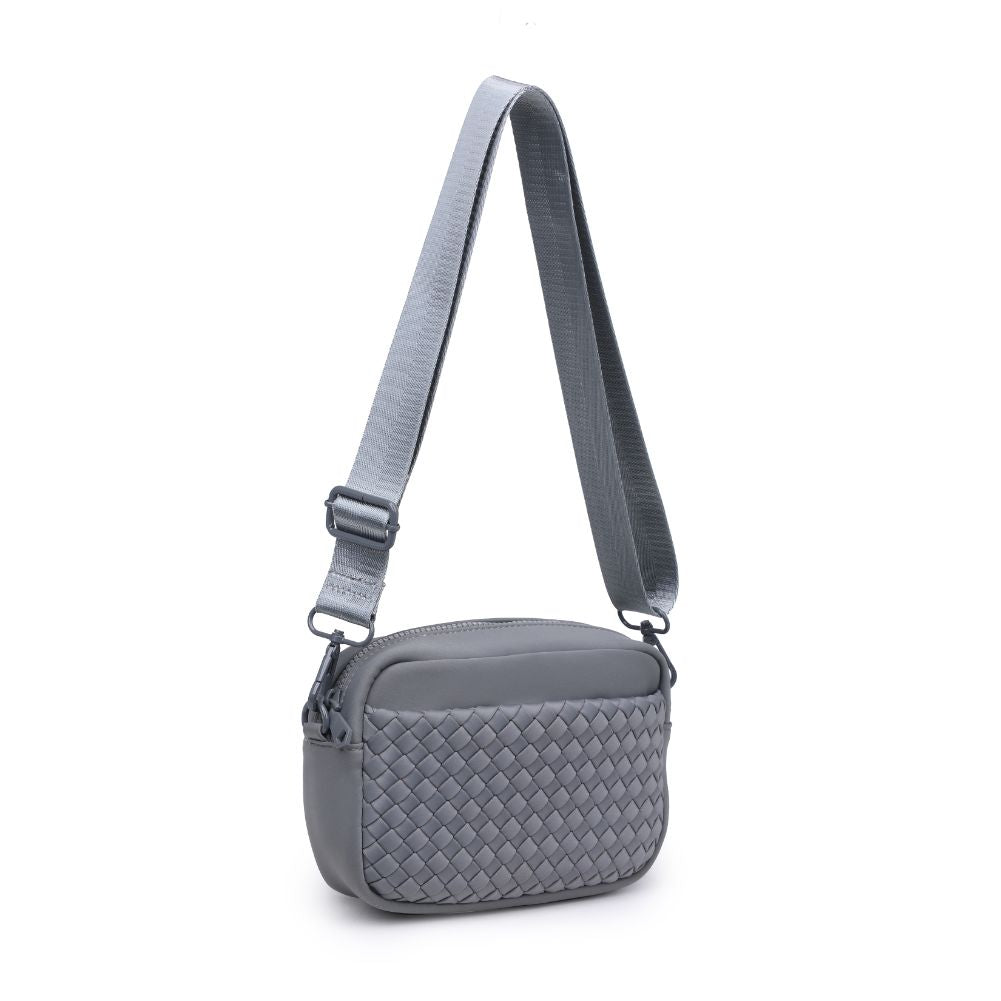 Woman wearing Grey Sol and Selene Inspiration - Woven Neoprene Crossbody 841764108348 View 6 | Grey