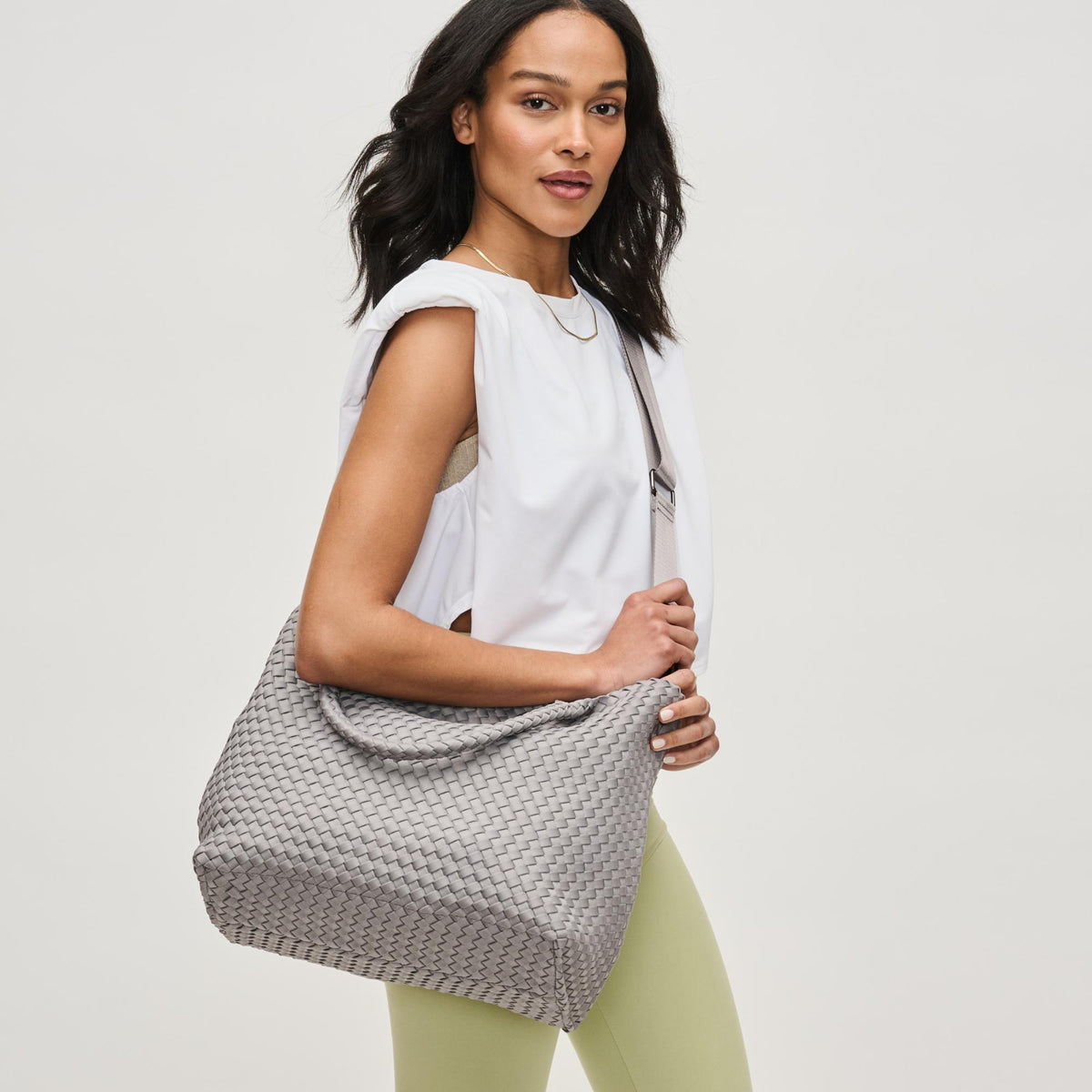 Woman wearing Fog Sol and Selene Sky's The Limit - Medium Tote 841764111300 View 2 | Fog