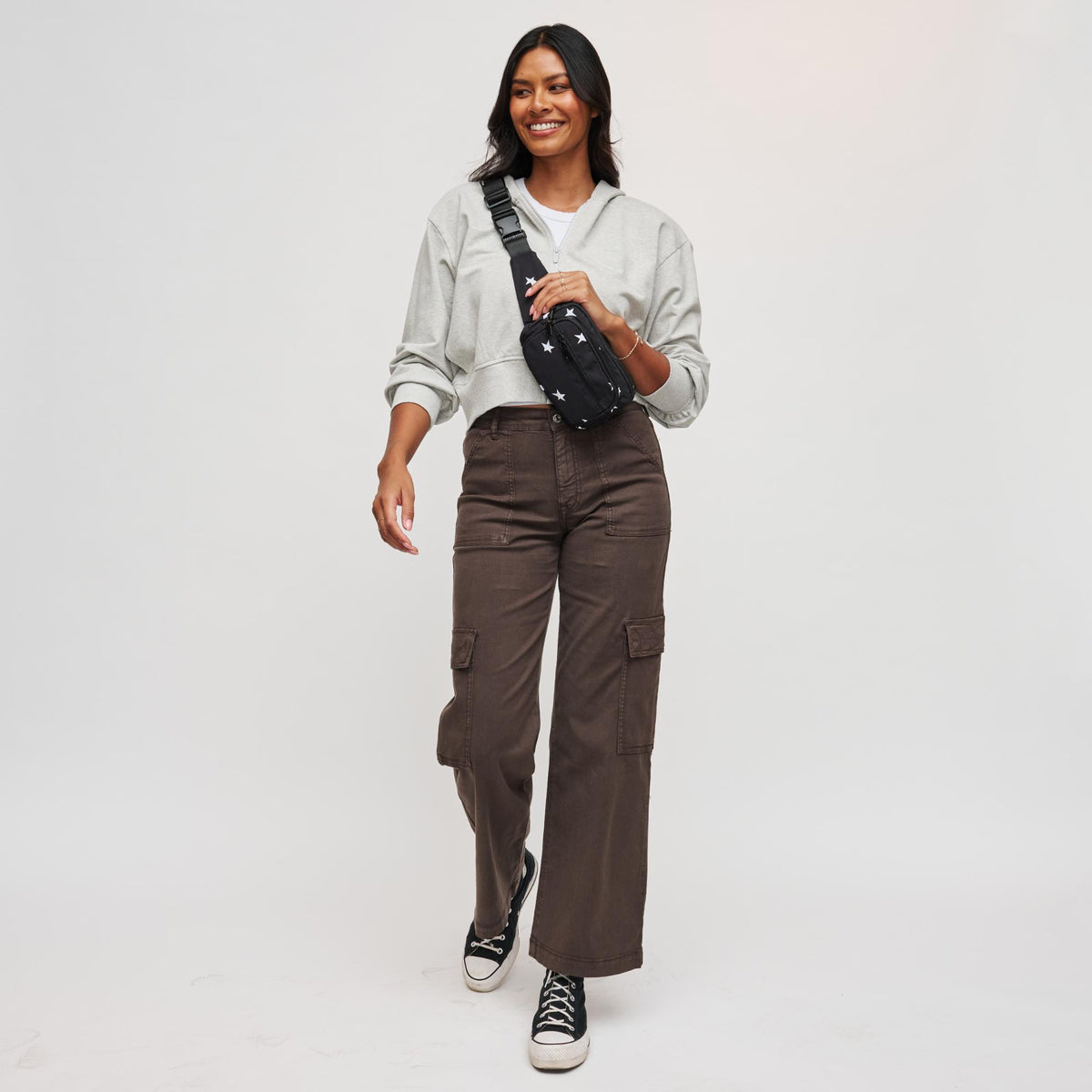 Woman wearing Black Star Sol and Selene Hip Hugger Belt Bag 841764103947 View 3 | Black Star