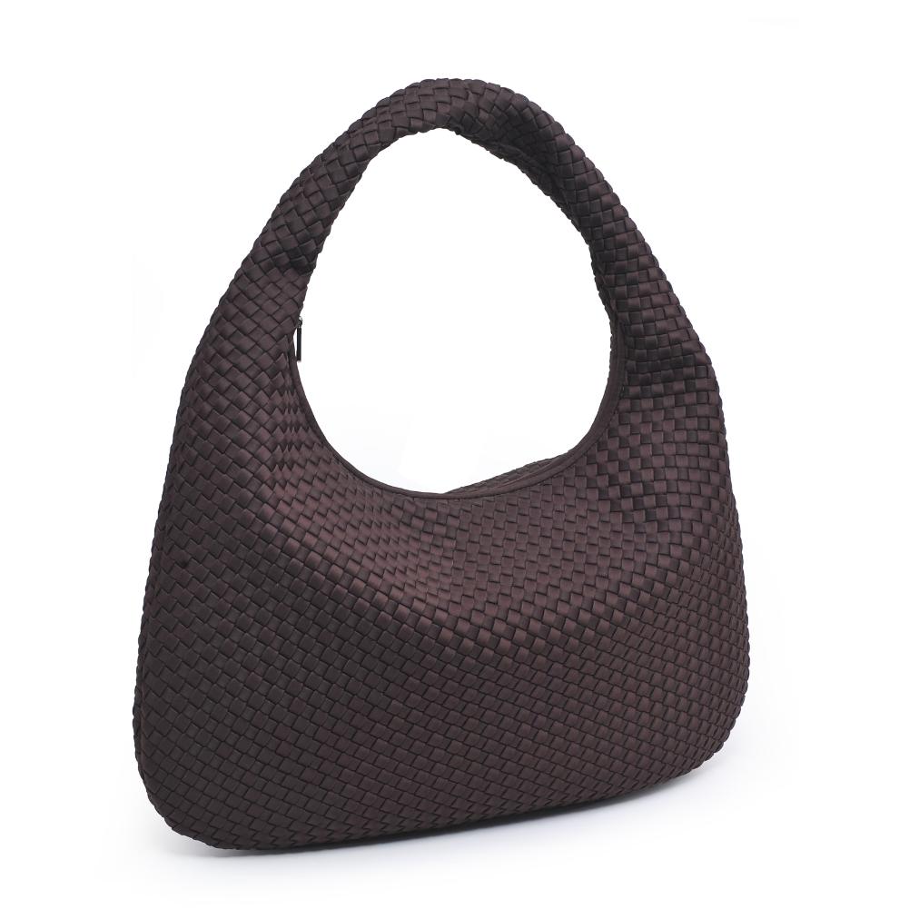 Woman wearing Chocolate Sol and Selene Dare to Dream - Large Woven Neoprene Hobo 841764110938 View 6 | Chocolate