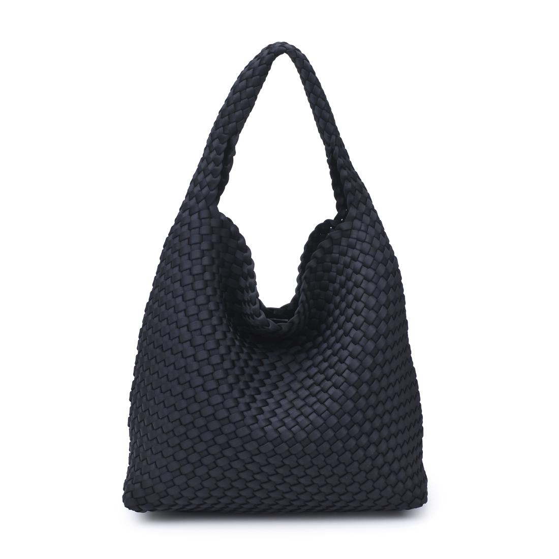 Woman wearing Black Sol and Selene Celestial Woven Neoprene Hobo 841764111201 View 7 | Black