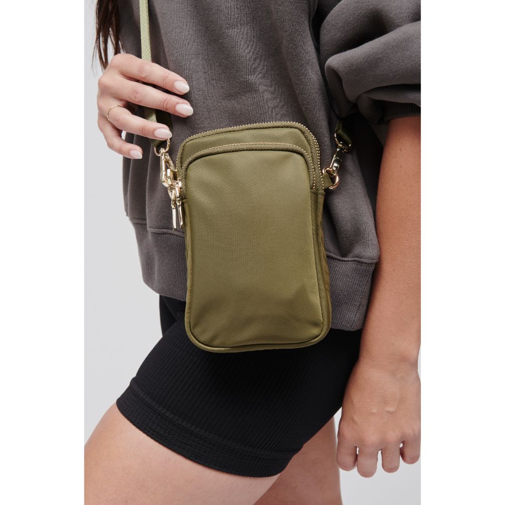 Woman wearing Olive Sol and Selene Divide & Conquer Crossbody 841764106627 View 2 | Olive