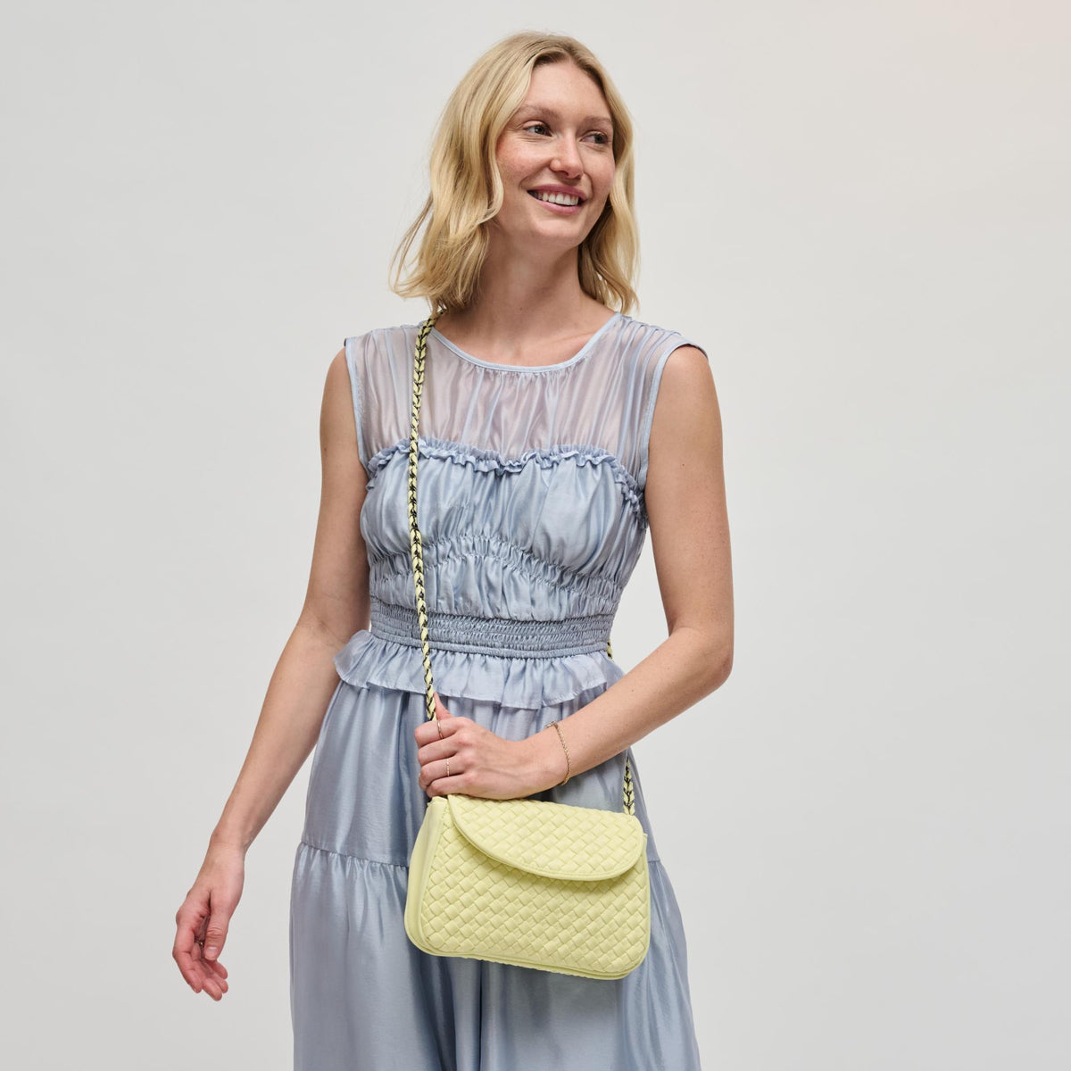 Woman wearing Butter Sol and Selene Astra Shoulder Bag 841764112420 View 3 | Butter
