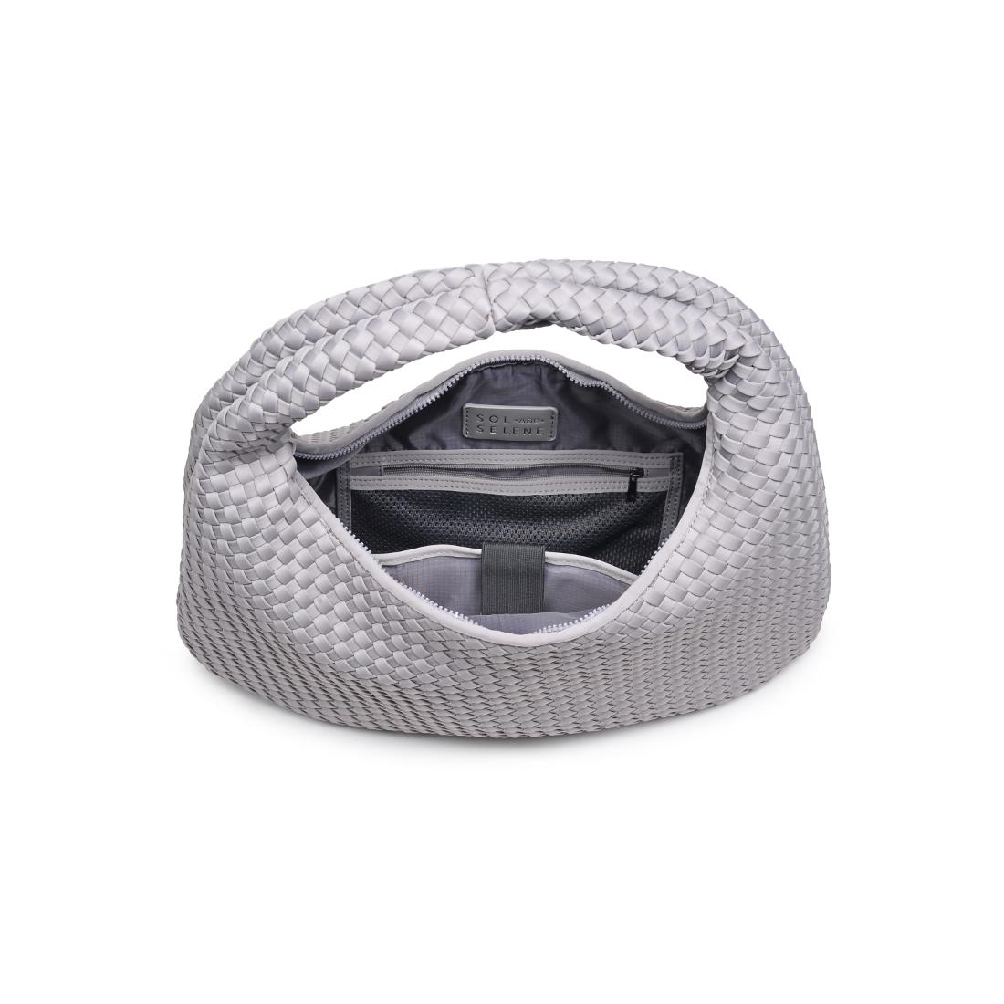 Woman wearing Fog Sol and Selene Dare to Dream - Large Woven Neoprene Hobo 841764111447 View 9 | Fog