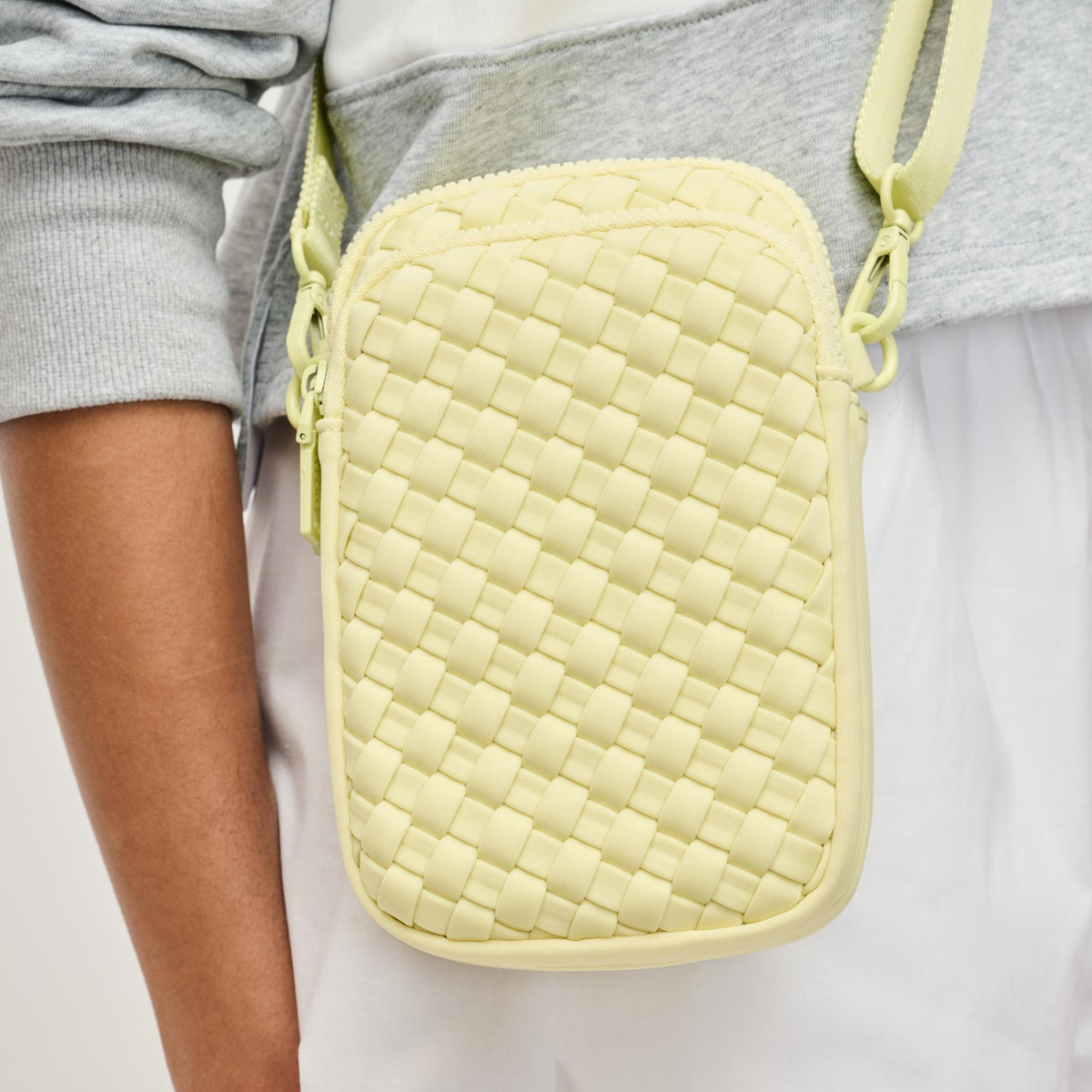 Woman wearing Butter Sol and Selene Divide & Conquer - Woven Neoprene Crossbody 841764111249 View 4 | Butter